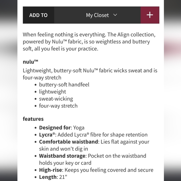 Lululemon Align cropped 21" - Picture 4 of 4